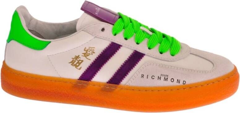 John Richmond Leren sneakers met logo en zijbanden Multicolor Heren