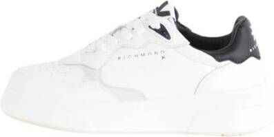 John Richmond Leren sneakers met vetersluiting White Heren