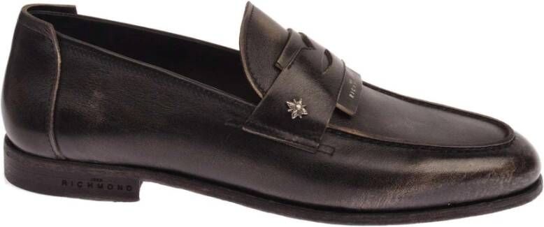 John Richmond Metalen Logo Mocassin Lage Hak Brede Band Black Heren