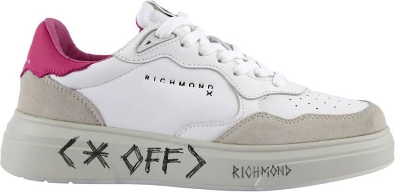 John Richmond Wit Roze Leren Sneakers White Dames