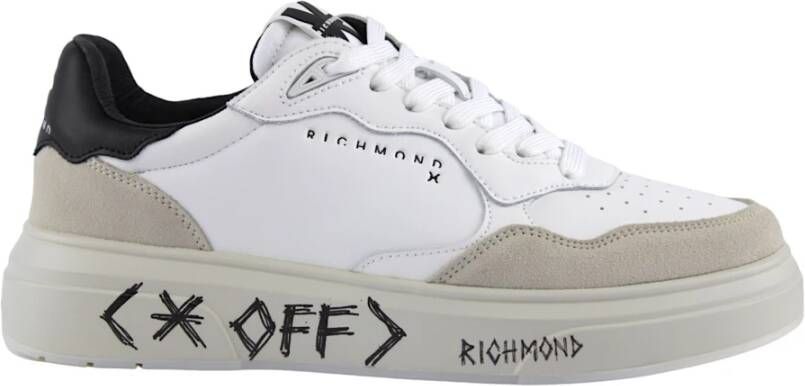 John Richmond Wit Zwart Kalfsleren Sneakers White Heren
