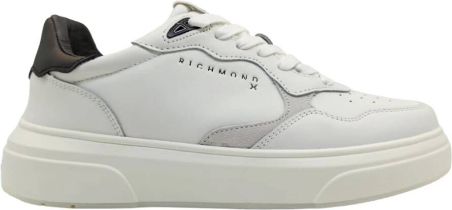 John Richmond Witte Leren Platform Sneakers Wit Heren