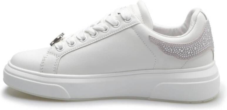 John Richmond Witte leren sneakers met logodetails