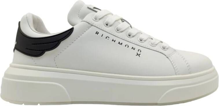 John Richmond Witte Leren Sneakers met Rubberen Achterkant Wit Heren