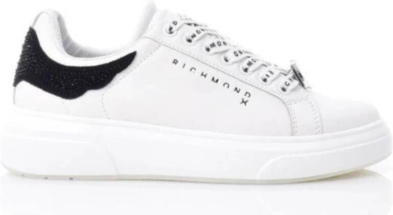 John Richmond Witte zwarte leren sneakers voor vrouwen