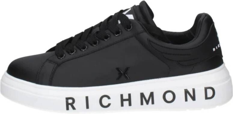 John Richmond Zwarte leren herensneakers