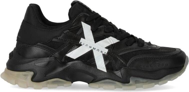 John Richmond Zwarte Leren Sneakers met Richmond X Logo Black Heren
