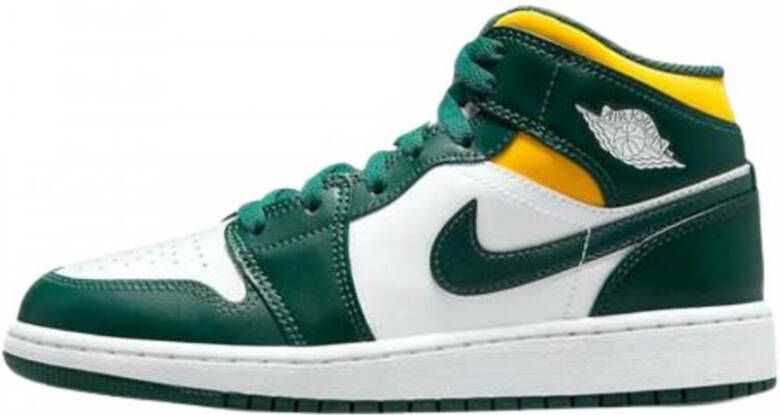 Jordan 1 Mid Schoenen Green Leer Synthetisch