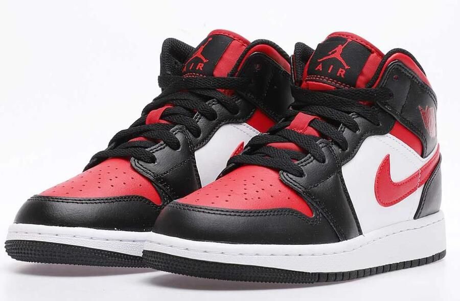 Jordan Air 1 Mid Black Fire Red White Schoenmaat 40 1 2 Sneakers 554724 079 - Foto 4
