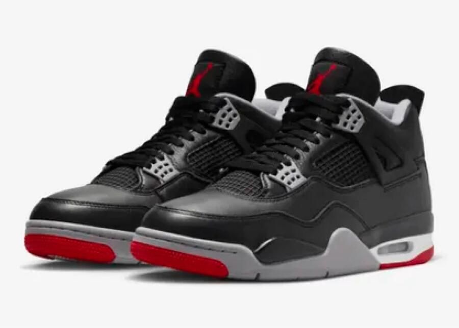 Air Jordan 4 Retro 'Bred Reimagined' (GS) FQ8213-006 zwart grijs- rood kindersneakers sneakers hoog - Foto 3