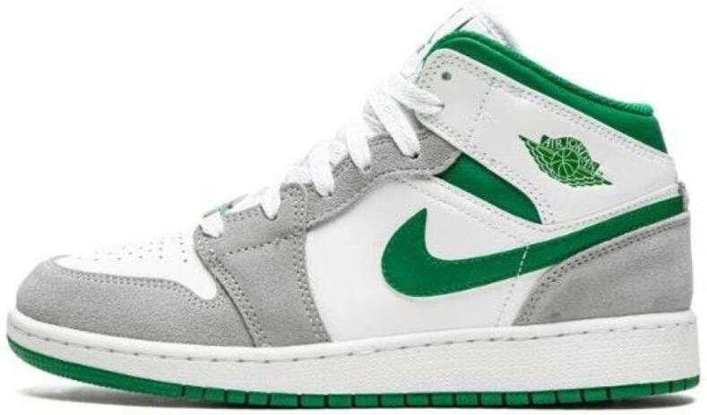 Nike Air Jordan 1 Mid White Pine Green Smoke Grey Sneakers Unisex - Foto 2