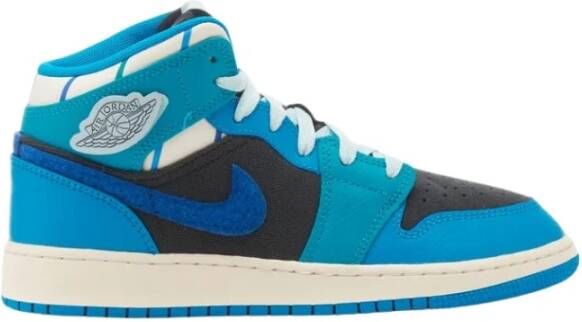 Jordan 1 Mid Unisex Schoenen Grijs Maat: 38 Textil Leer Foot Locker