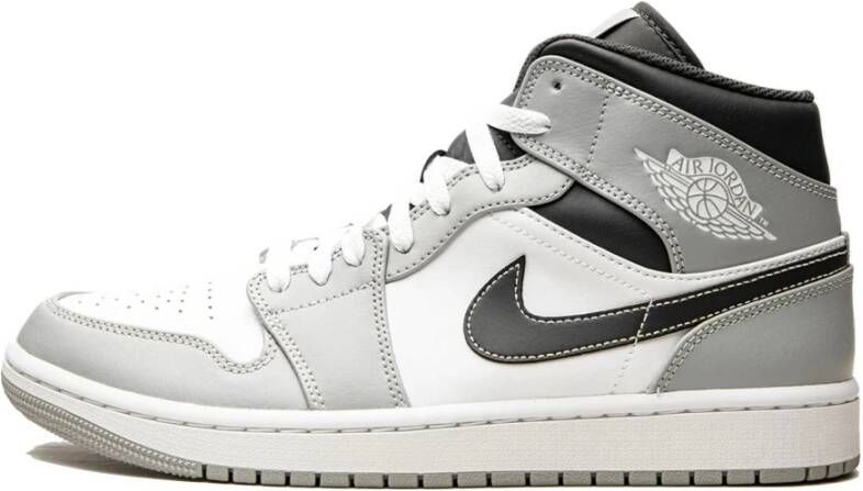 Jordan 1 Mid Heren Schoenen Grijs Maat: 42.5 Leer Synthetisch Foot Locker