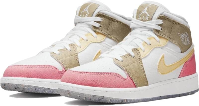 Jordan 1 Mid basisschool Schoenen White Leer