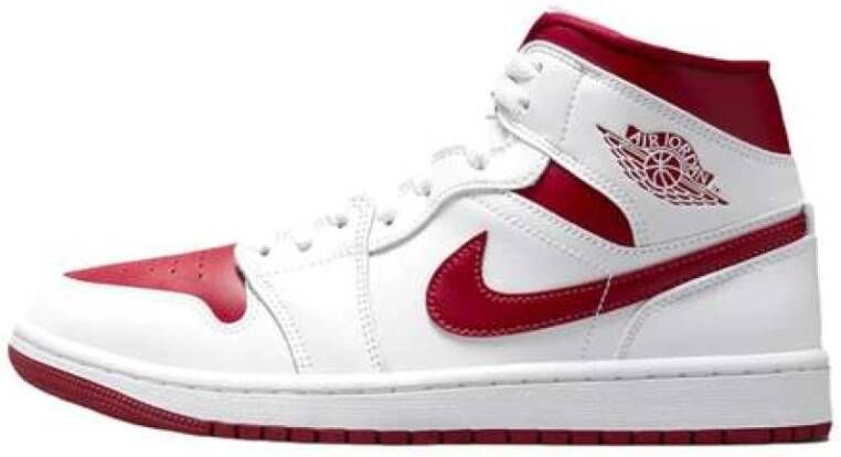 Jordan 1 Mid Dames Schoenen White Leer Synthetisch