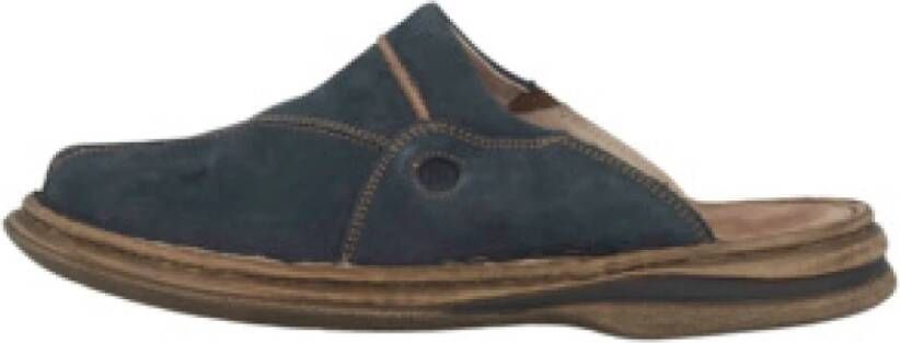 Josef Seibel Blauwe Heren Klompen Pantoffels Nubuck Leer