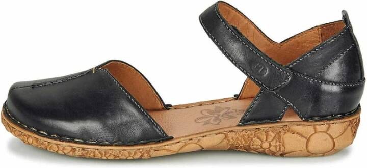 Josef Seibel Zwarte Leren Sleehak Sandalen voor Dames