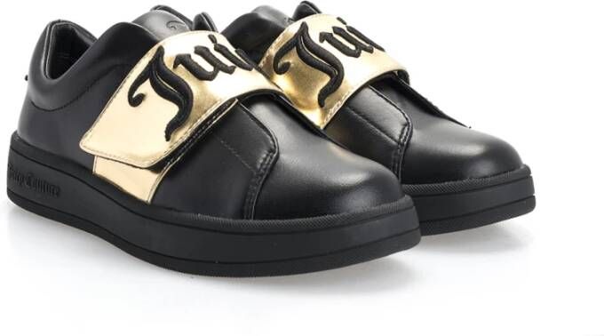 Juicy Couture Zwarte Leren Lage Sneakers Black Dames