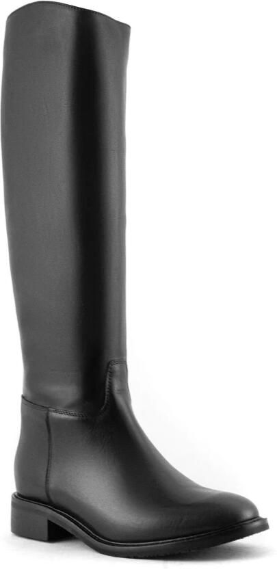 Julie Dee Zwarte Leren Hoge Laarzen met Rits