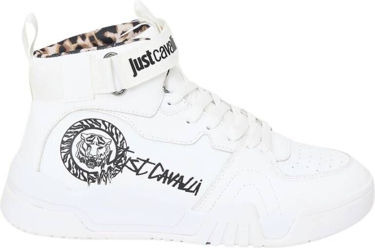 Just Cavalli Hoge leren sneakers White Dames