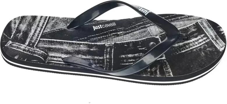 Just Cavalli Zwarte Logo Slippers Luxe Stijl Black Heren - Foto 2
