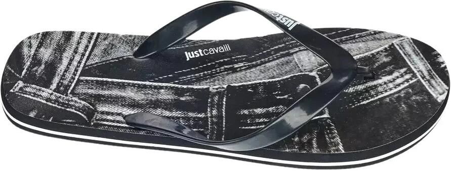 Just Cavalli Zwarte Logo Slippers Luxe Stijl Black Heren