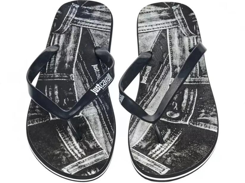 Just Cavalli Zwarte Logo Slippers Luxe Stijl Black Heren - Foto 3