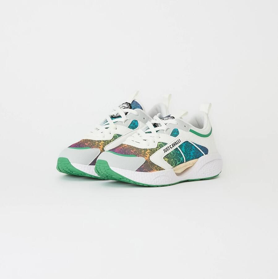 Just Cavalli Fantasie Sneakers Groen Geel Zwart Roze Oranje