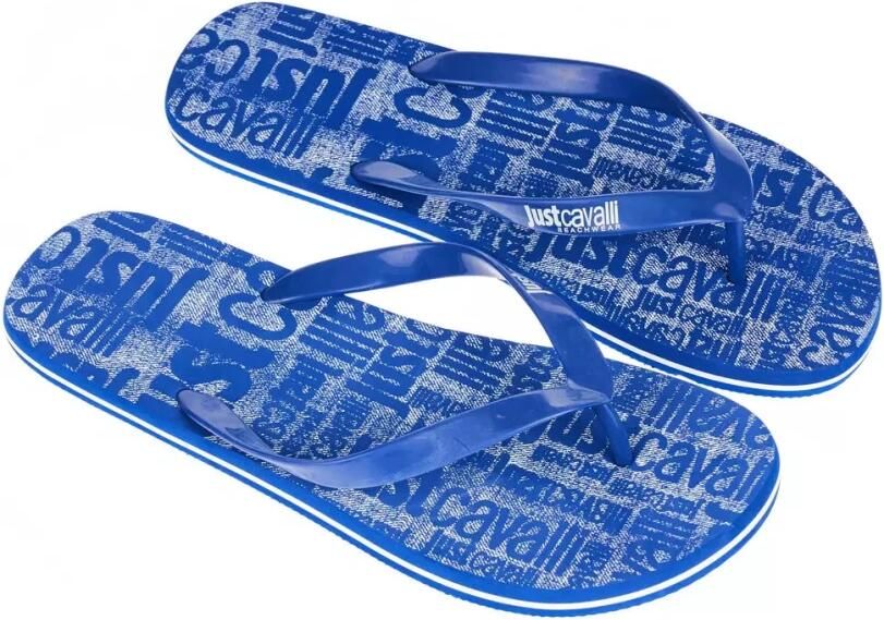 Just Cavalli Heren Logo Flip-Flops Strandkleding Blue Heren - Foto 3