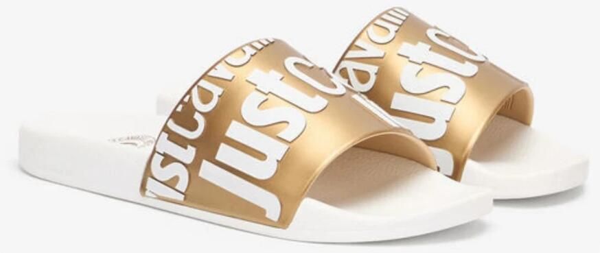 Just Cavalli Wit Goud Zwembadsandalen Vrouwen