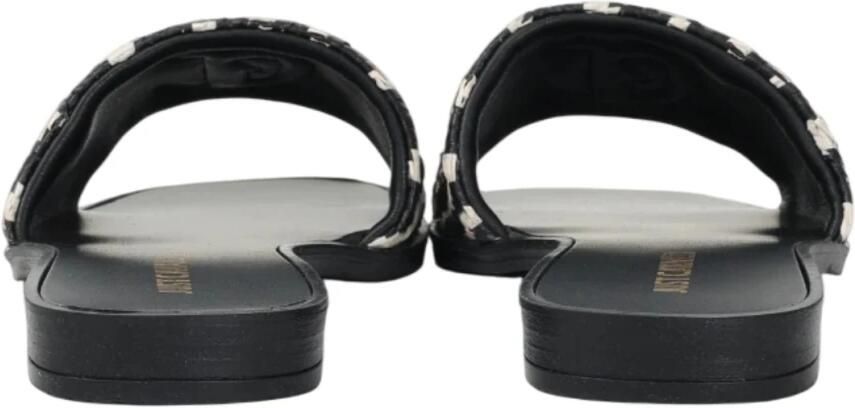 Just Cavalli Zwarte slippers met raffiaband voor dames