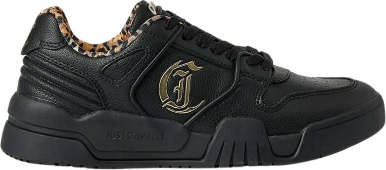 Just Cavalli Leopard Print Leren Sneakers Black Dames