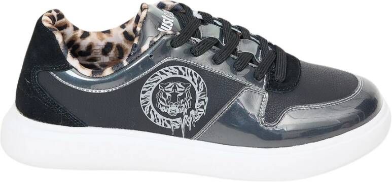 Just Cavalli Logo Sneakers met Luipaardprint Interieur Black Dames