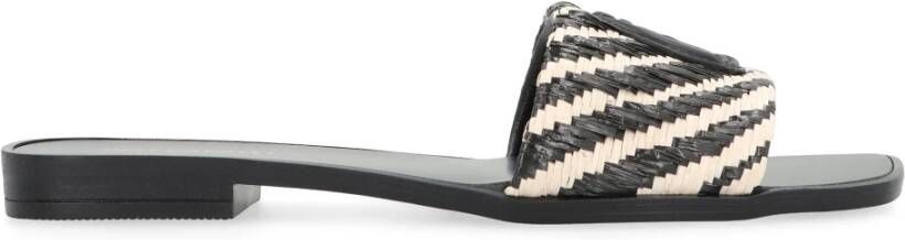 Just Cavalli Raffia Square Toe Platte Sandalen