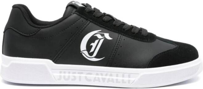 Just Cavalli Zwarte Leren Sneakers Black Heren