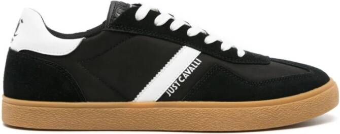 Just Cavalli Zwarte Sneakers Nylon Suède Leer Black Heren