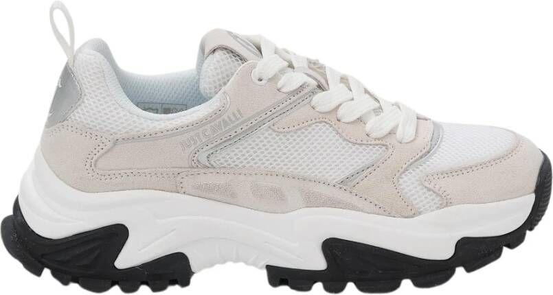 Just Cavalli Sneakers met Suède Details Wit Zwart