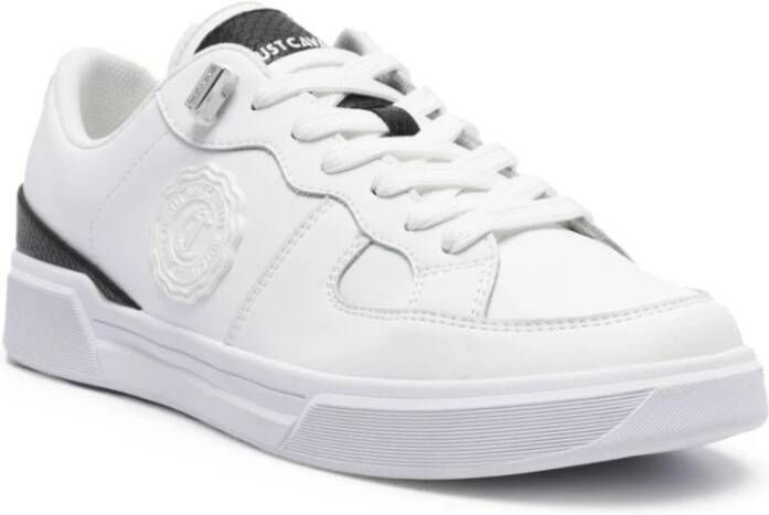 Just Cavalli Witte Leren Python Sneakers White Heren