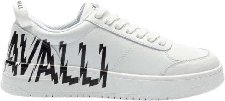 Just Cavalli Witte leren sneakers met logo lettering White Heren