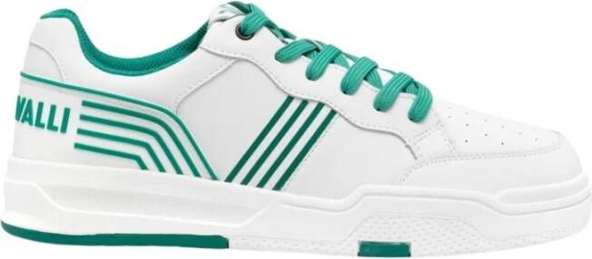 Just Cavalli Witte Leren Sneakers met Streep Multicolor Heren