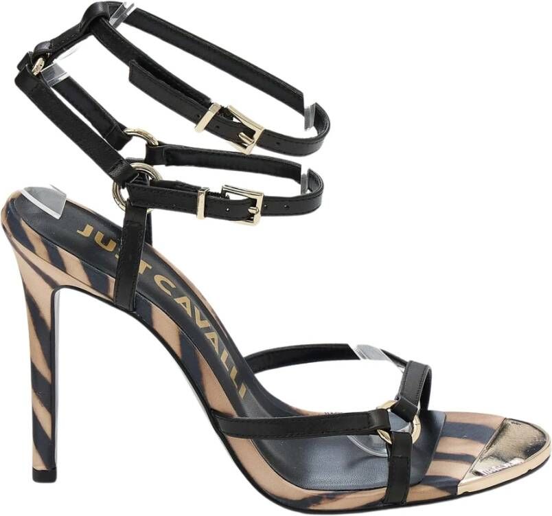 Just Cavalli Zebra Print Sandalen met Gouden Details