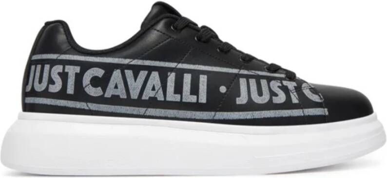 Just Cavalli Zwarte Leren Sneakers