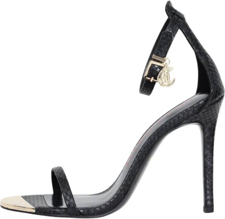 Just Cavalli Zwarte Python Hak Sandalen met Gouden Detail Black Dames
