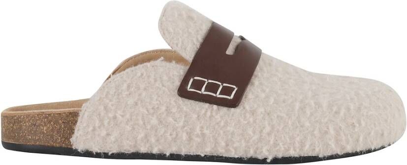 JW Anderson Beige Leren Loafer Muilezel Vilt