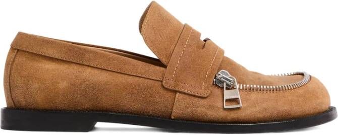 JW Anderson Bruine Suède Penny Strap Side Zip Schoen