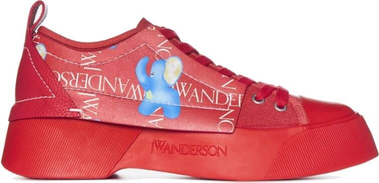 JW Anderson Canvas en leren sneakers Rood Dames