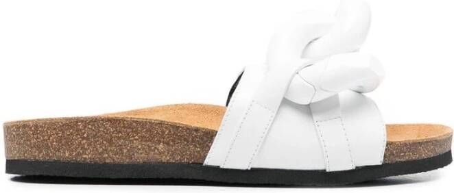 JW Anderson Leren slippers met kettingdetail White Dames