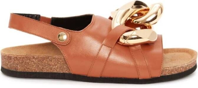 JW Anderson Zwarte Leren Ketting Sandalen Brown Dames