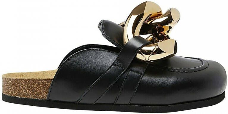 JW Anderson Stoere Chain Leren Loafer Mules Black Dames