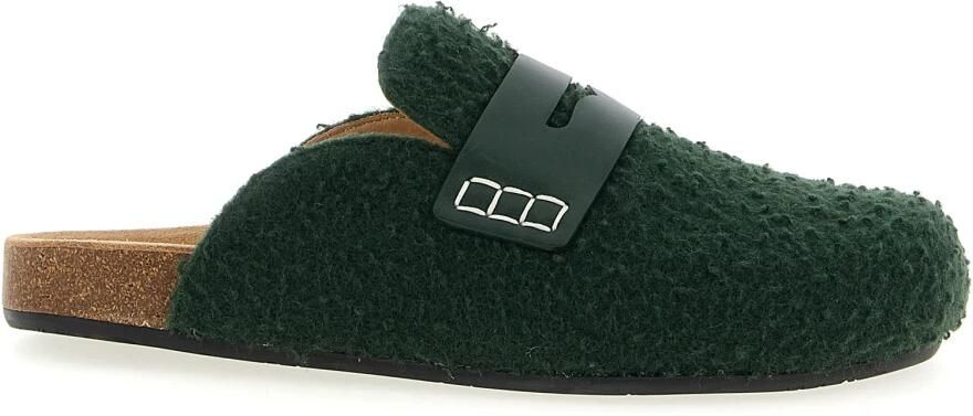 J.W.Anderson Slippers & Mules 'Felt Loafer' Mules in groen